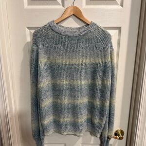 a.n.a Heathered Blue, Green & Yellow Long Sleeve Knit Sweater